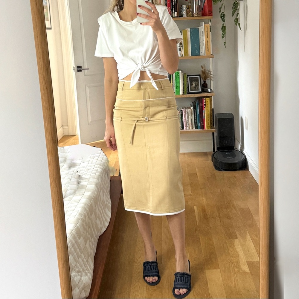 Jacquemus Belted Pencil Skirt “Beige Le Chouchou 'La Jupe Caraco' Midi Skirt”